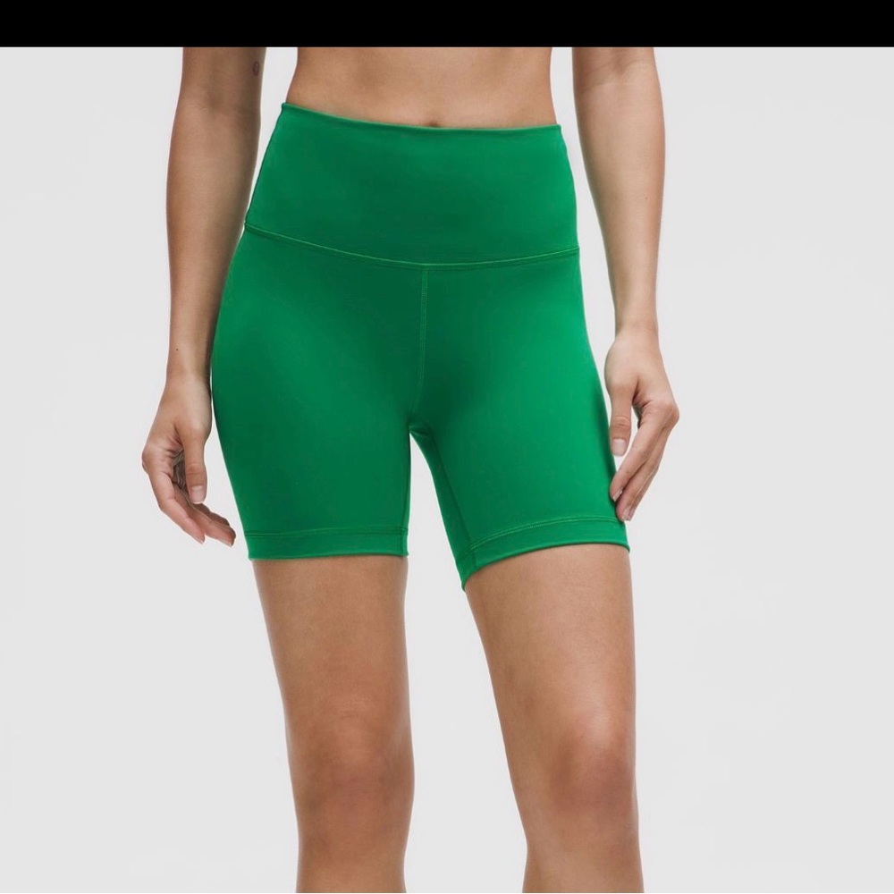 lululemon Biker Shorts Wunder Train High Rise 6’ Sz 2 Green Workout Minimalist - Picture 11 of 13